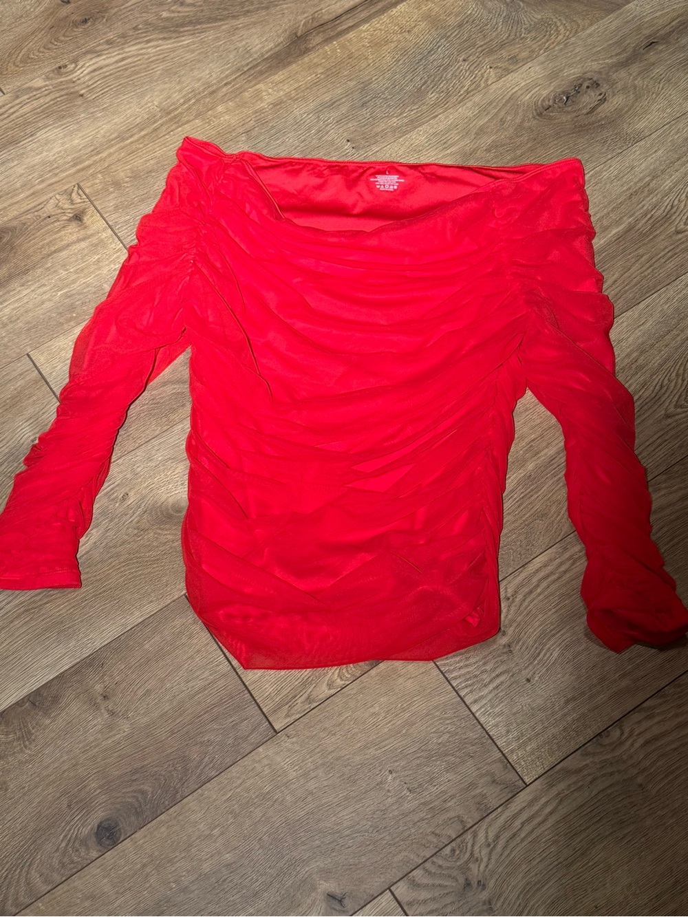 Red Ruched Off-Shoulder Top